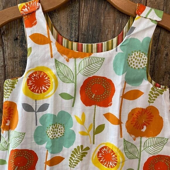 Toddler New Handmade Reversible Retro Large Flower Cotton Summer Strap Dress - Picture 7 of 7